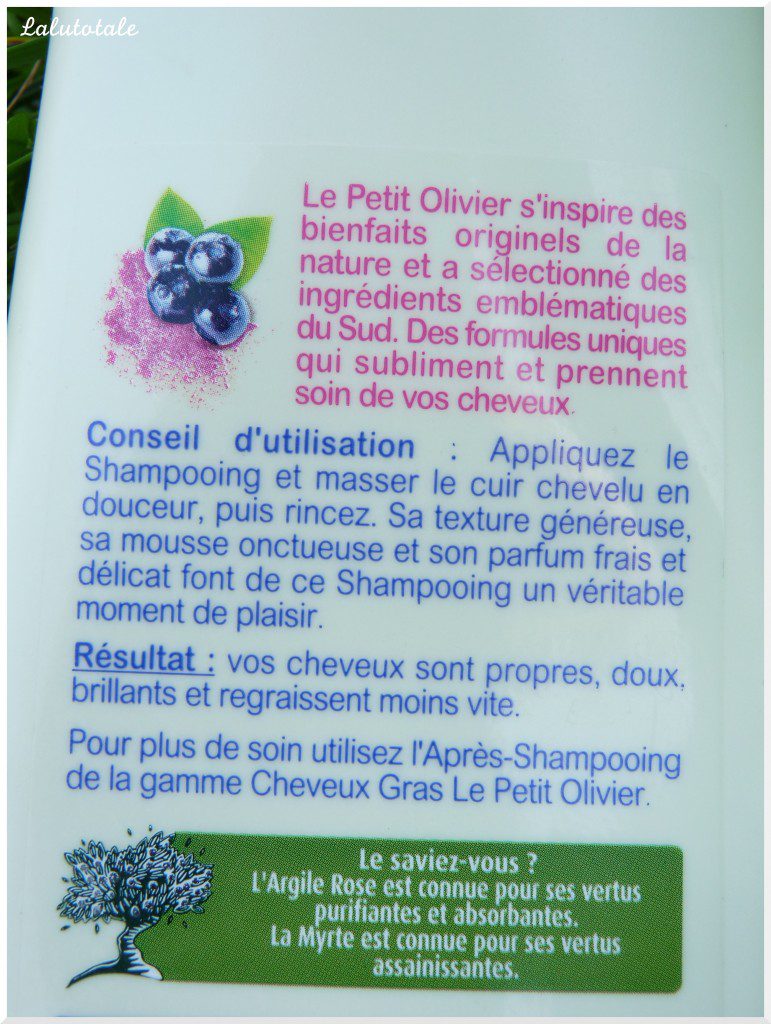 shampooing soin Le Petit Olivier myrte et argile rose