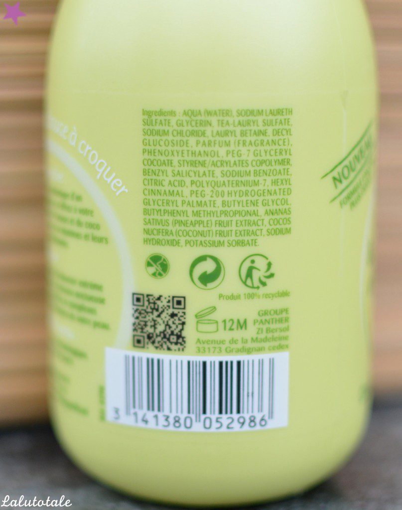 review nouveauté 2015 COTTAGE ananas et crème de coco lait douche composition
