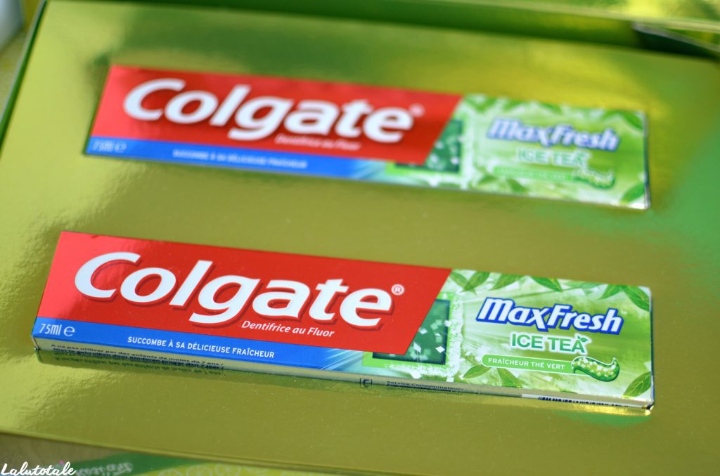 dentifrice colgate MaxFresh Ice tea fluor avis thé vert