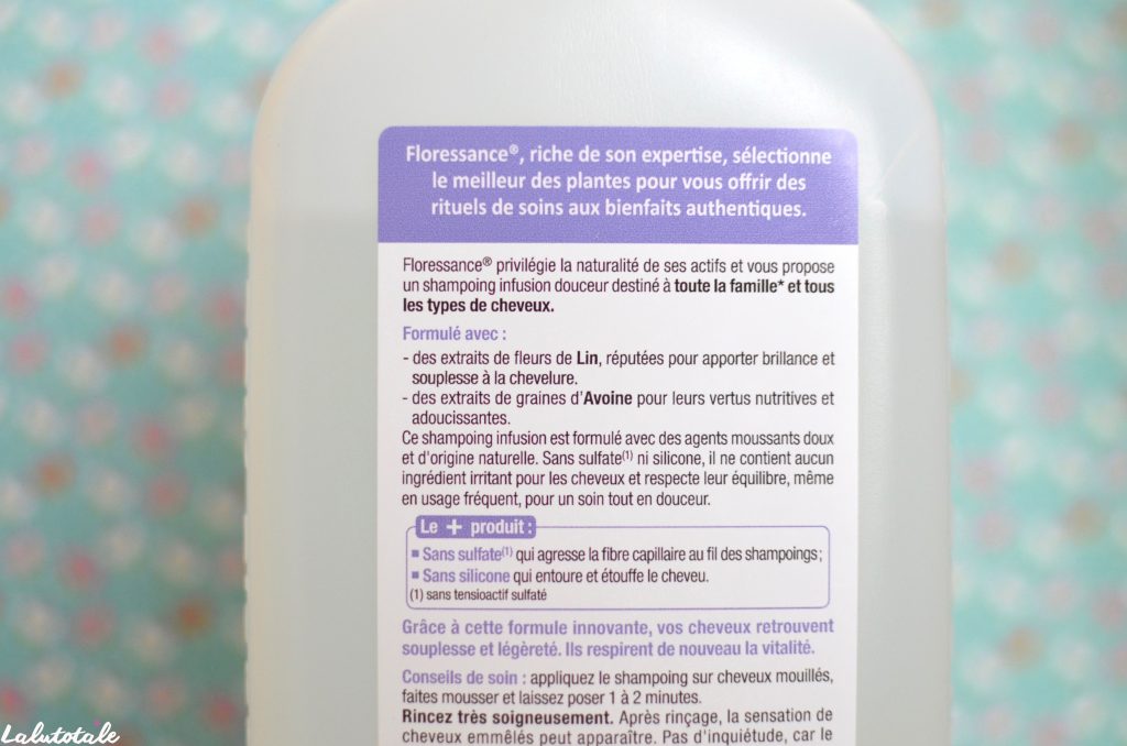 Floressance shampooing infusion avoine lin silicone sulfate