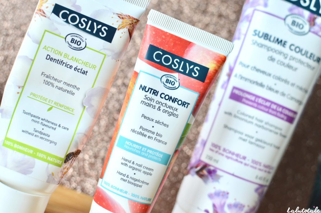 coslys soins bio corps dentifrice crème main shampooing gel douche intime
