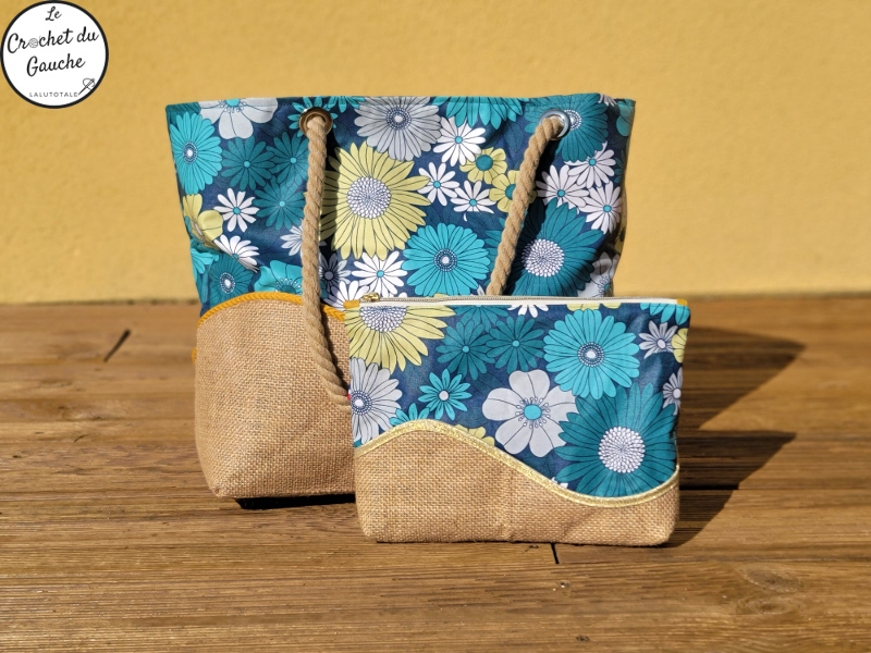 pochette trousse zippée Seventies couture création unique Flower Power