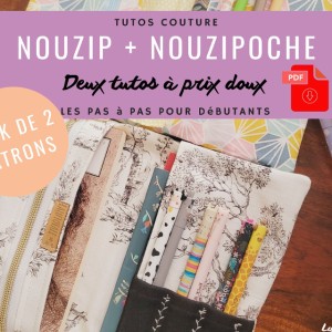 pack couture patrons tutoriels nouzip nouzipoche Pochette liseuse livre