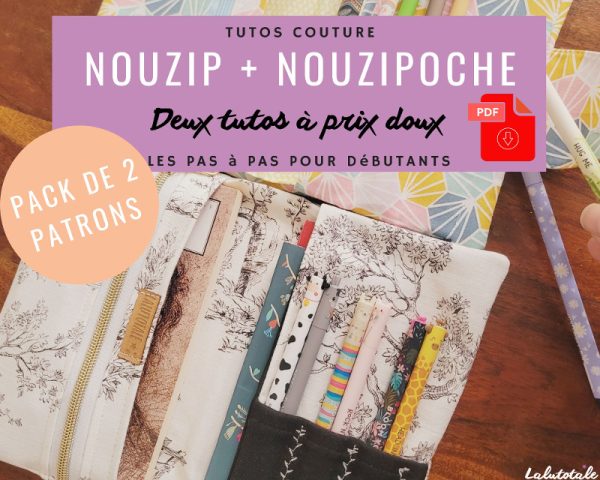 Pack Nouzip+Nouzipoche pack couture patrons tutoriels nouzip nouzipoche Pochette liseuse livre