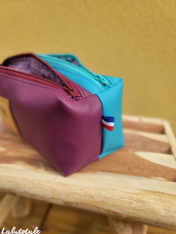 trousse zip zip Sacôtin bicolore simili création unique Bilan couture 2025