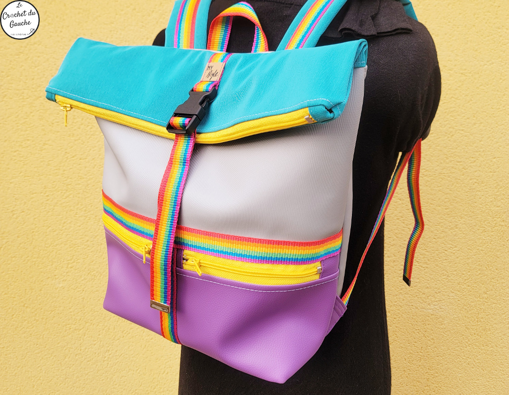 sac à dos multicolore rainbow 80's pop maxi Troïka Sacôtin créateur couture