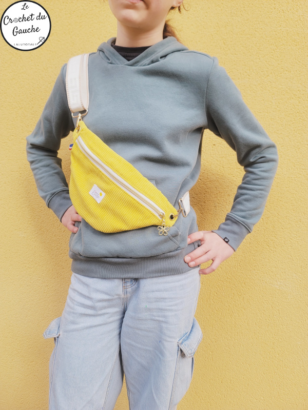 sac banane velours jaune unique artisanale