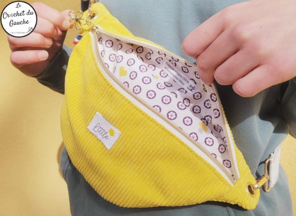 sac banane velours côtelé jaune femme ado enfant artisanale petit prix