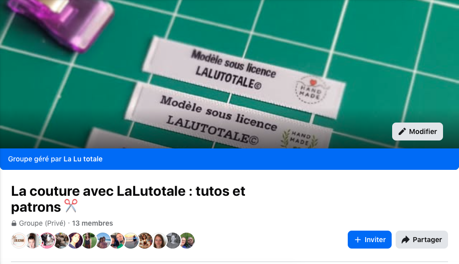 groupe facebook Lalutotale tuto couture patrons débutants